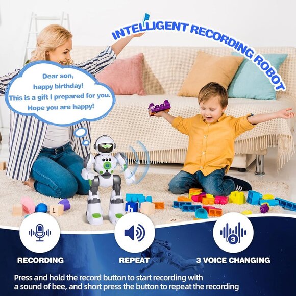 Robot Toys Gift for Kids: Remote Control Robot Programmable with Record Voice - Picture 7 of 7